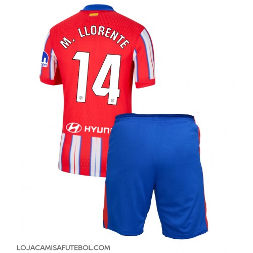 Camisa de Futebol Atletico Madrid Marcos Llorente #14 Equipamento Principal Infantil 2024-25 Manga Curta (+ Calças curtas)